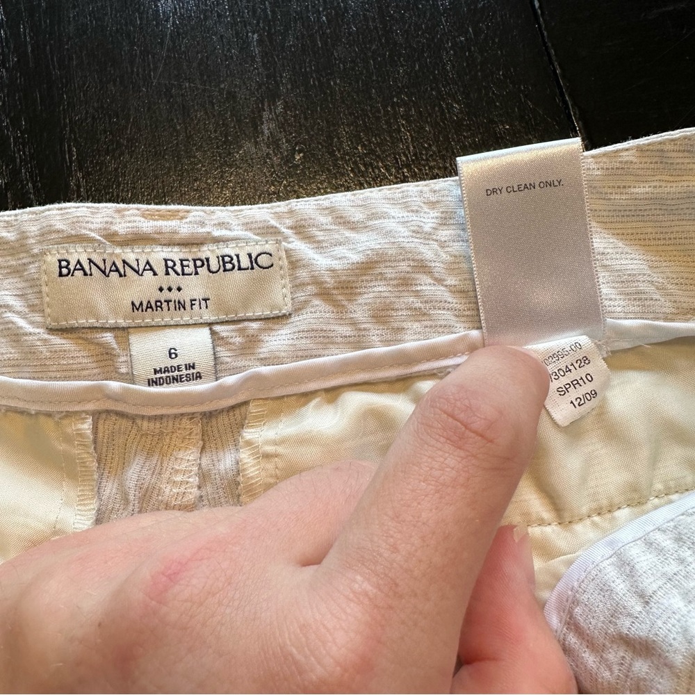 Retro Banana Republic Size 6 Martin white and Blue Striped Linen Pant Wide Leg - Picture 5 of 13